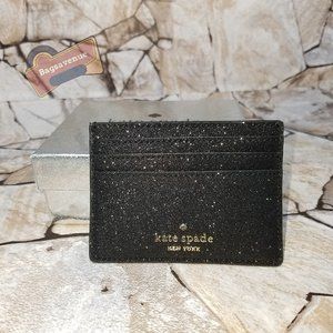 #bagsavenue Shimmy Glitter Fabric Slim Card Holder Lola Greta Black  Kate Spade